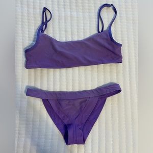Bright purple Frankie’s Bikinis two piece bikini set